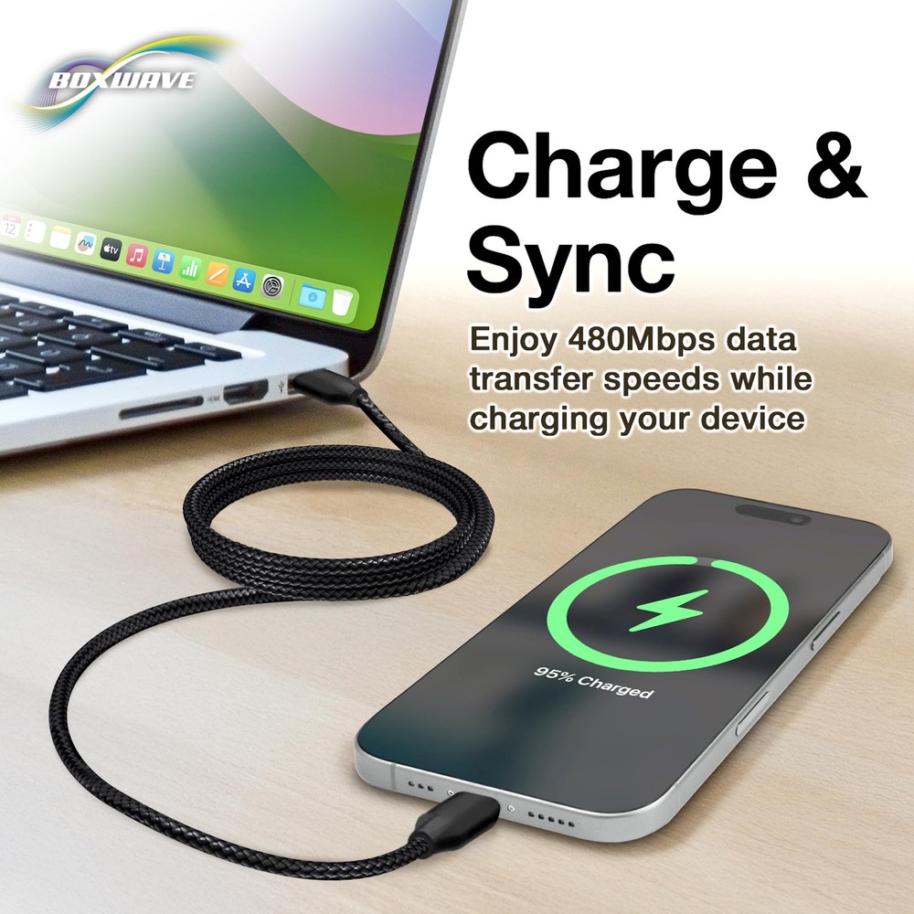 BoxWave Cable Compatible with Backbone One (Android) - 3 feet, Jet Black