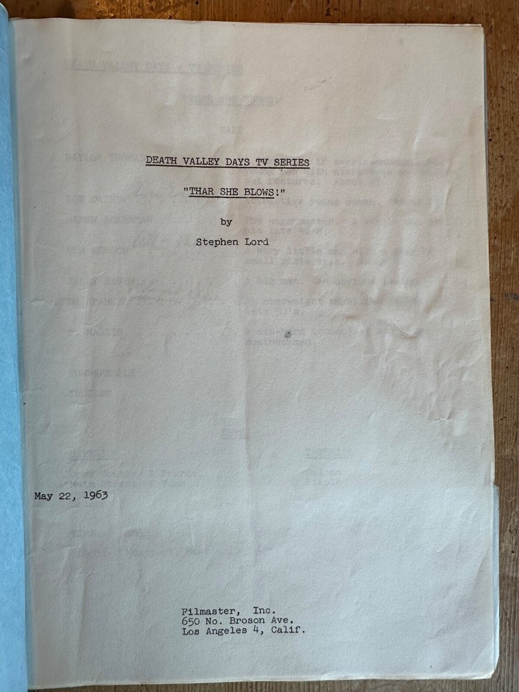 DEATH VALLEY DAYS TV SHOW SCRIPT GEORGE GOBEL PERSONAL