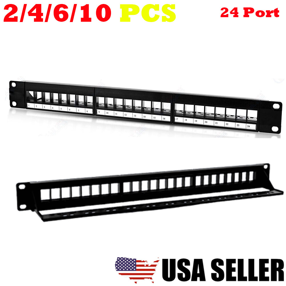 2/4/6/10PCS 24Port Patch Panel CAT6/Cat5 RJ45 Network Surface Wall Mount Bracket