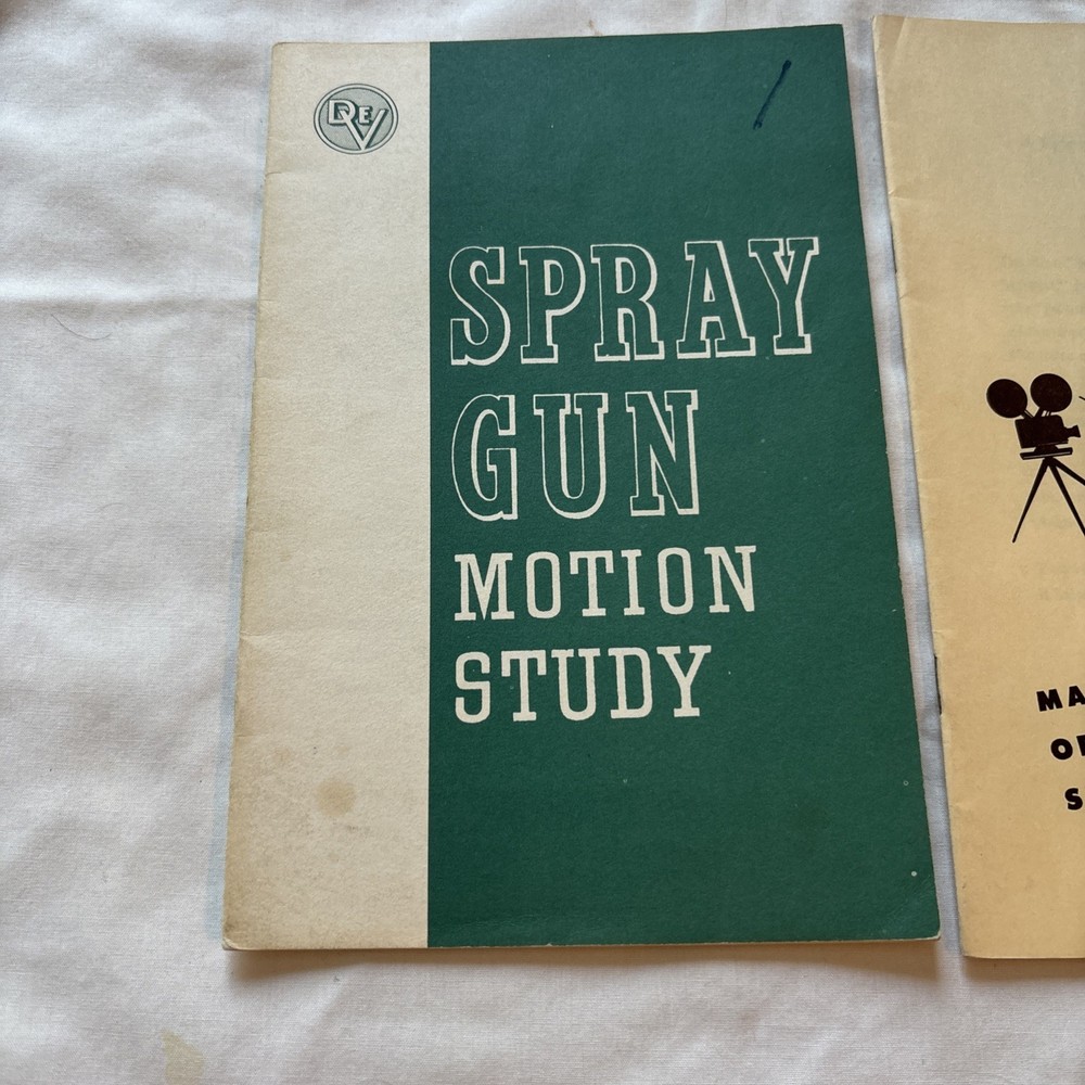 2pc Lot 1954 DeVilbiss Co Spray Gun Motion Study & Spray Painting Method Guides