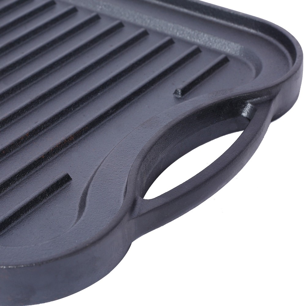 Iron Reversible Rectangular Grill/Griddle Black 20“ x 10” BBQ Flat Stove Top US