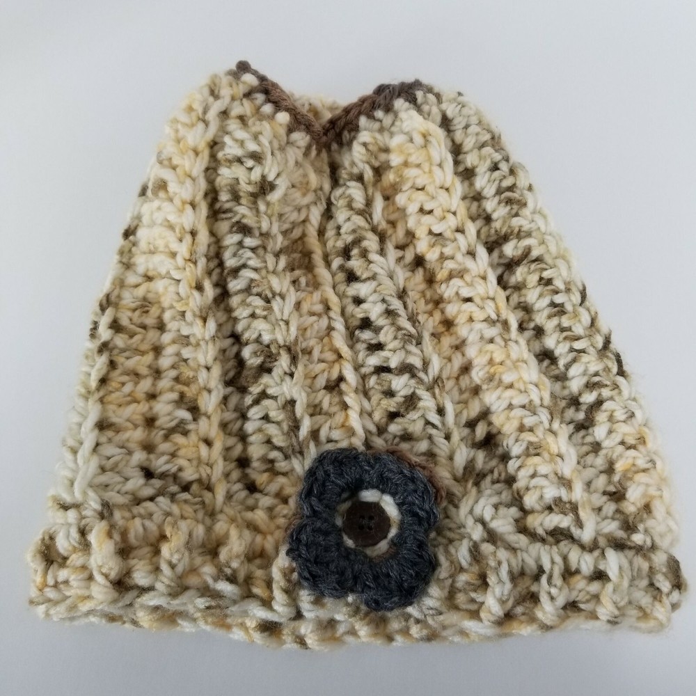 Ponytail Messy Bun Dread Dreadlock Ear Warmer Hand Knit Hat