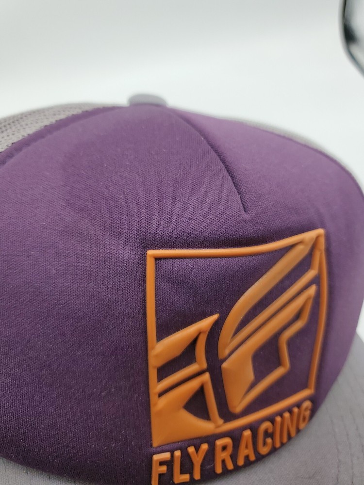 Fly Racing Snapback Mesh Trucker Inversion Hat Purple Gray Cap Adjustable