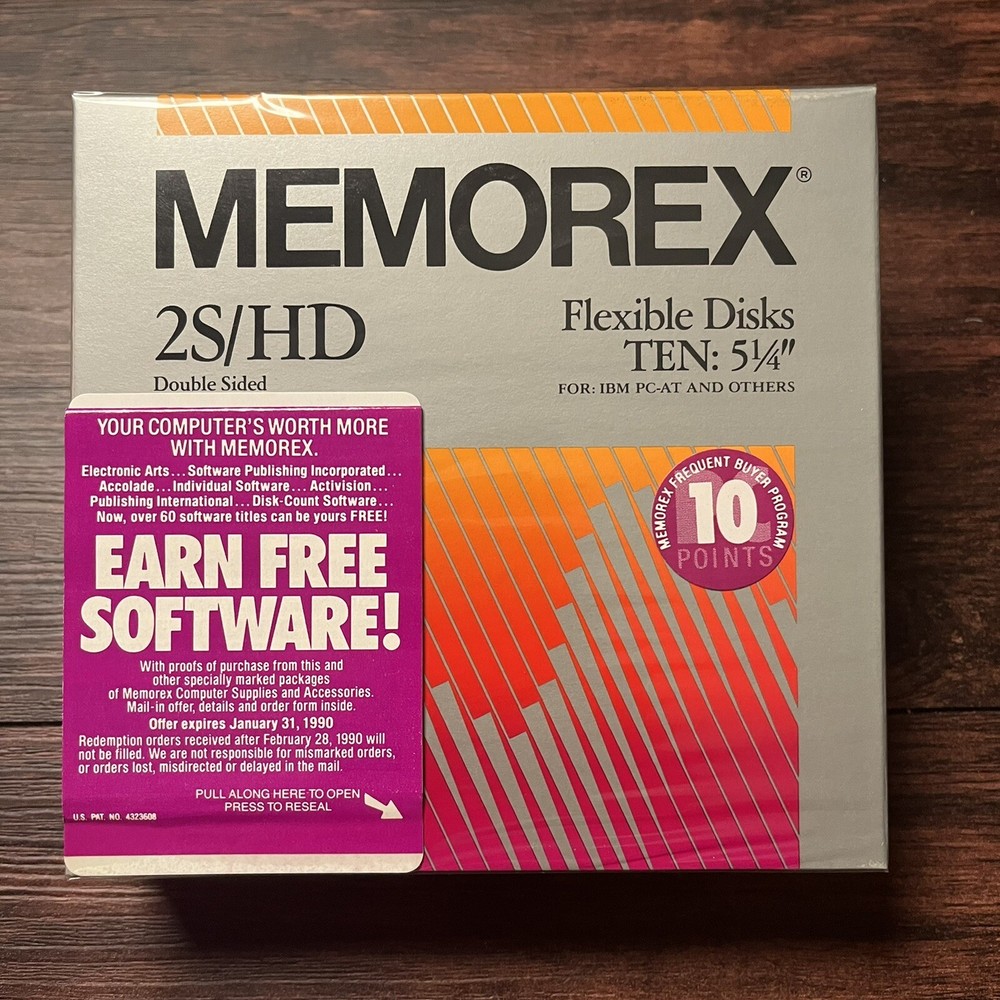 Memorex 2S/HD Double Sided High Density 5.25" Floppy Disk 10 Pack Sealed NEW!