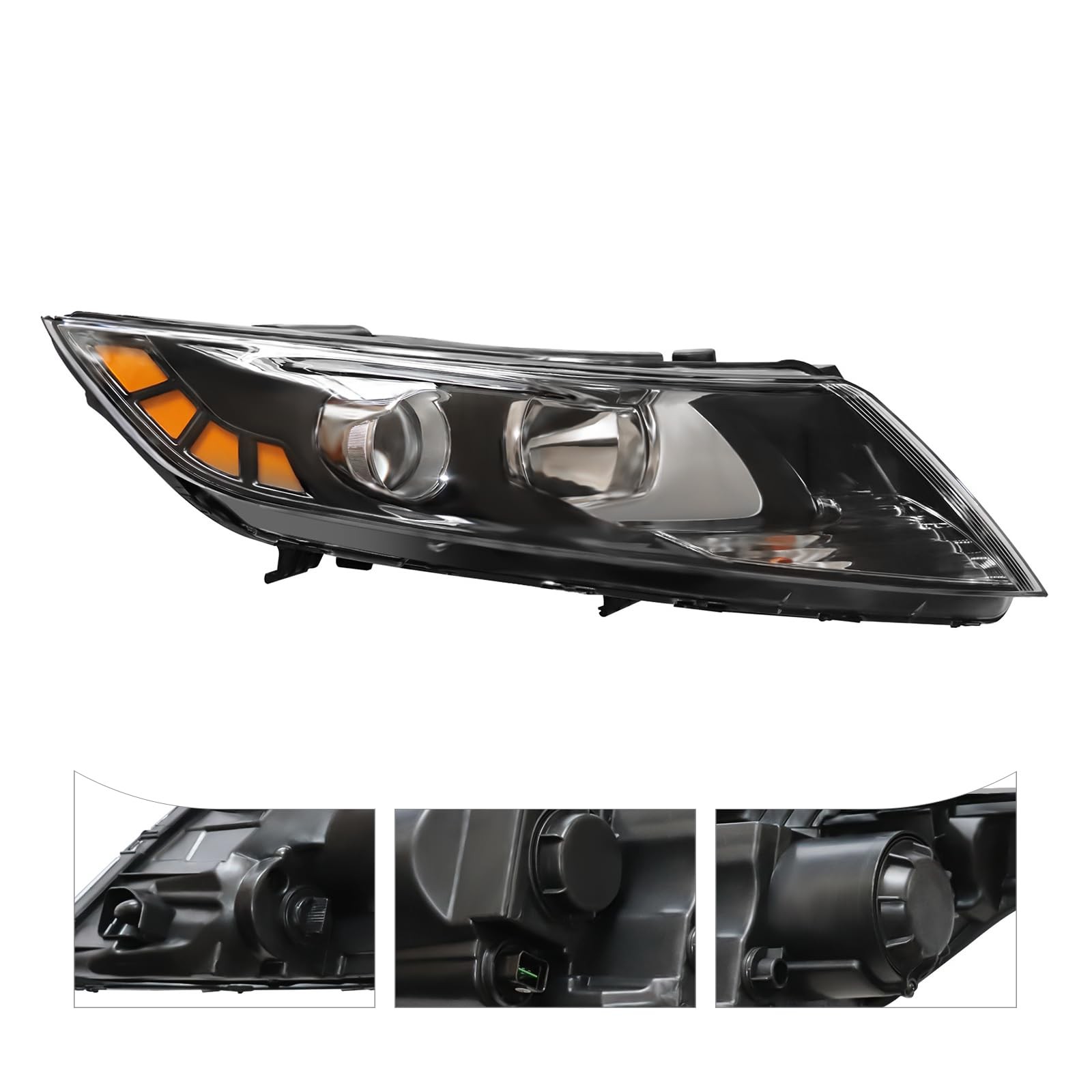 Right Side Halogen Headlight for 2011-2013 Kia Optima, LED Side Marker OE Style