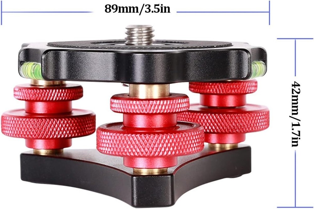 LP-64 Camera Tripod Head Leveling Base Triple-wheel Precision Leveler Adapter