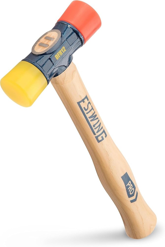 Rubber Mallet 12 oz Double-Face Hammer Soft Hard Tips Hickory Handle