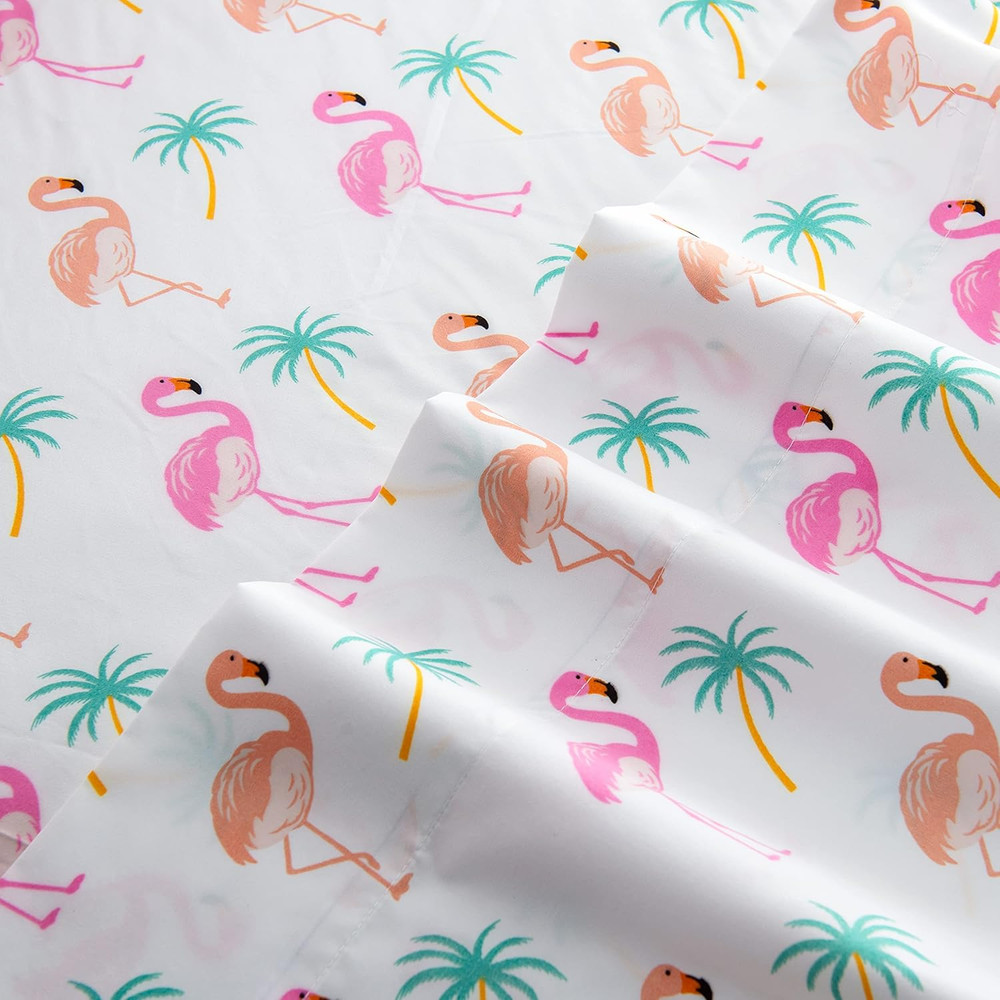 Luxury Soft Bed Sheets Flamingo Pattern - 1500 Premium Hotel Quality Microfiber