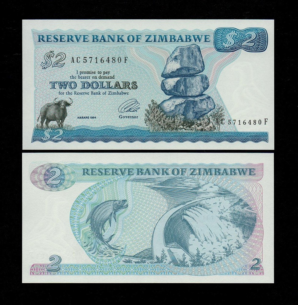 Zimbabwe 2 dollars 1994 UNC P-1c