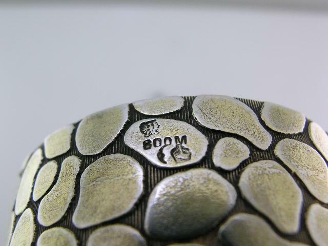 Unusual 800 Silver Napkin Ring w/ Cobblestone Rock pattern - Germany