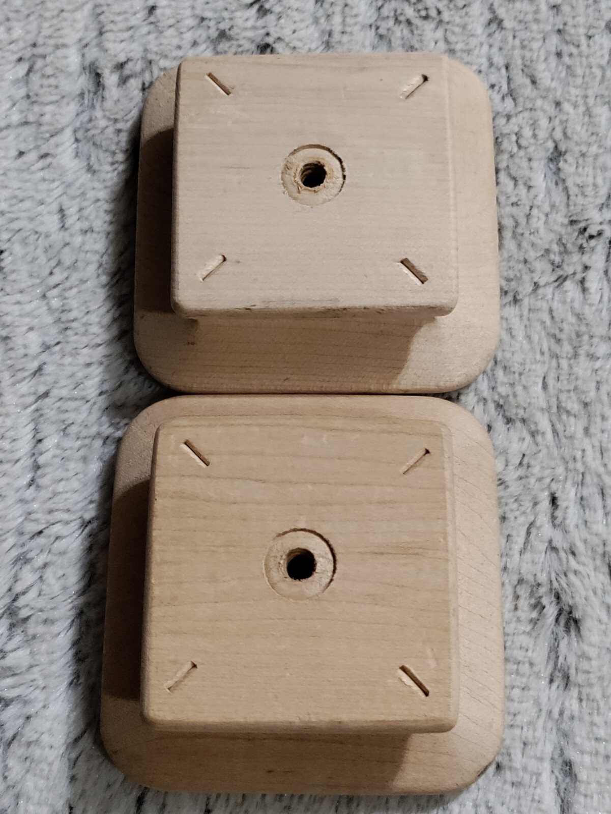 2 WADDELL 3" SQUARE UNFINISHED MAPLE WOOD CABINET / DRAWER KNOBS, NO.578 VINTAGE