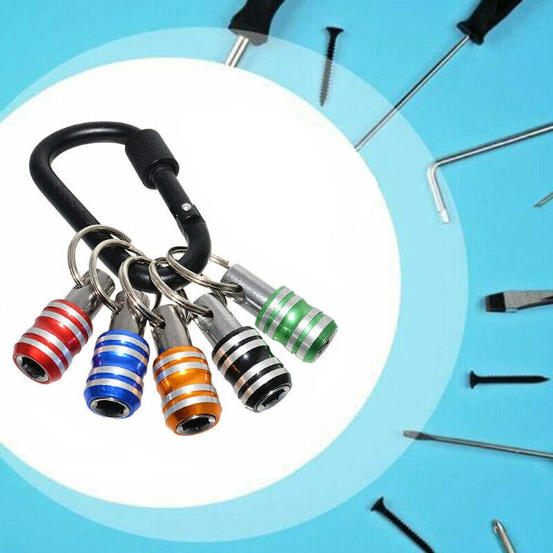 5 Pcs 1/4" Hex Shank Quick Release Key Chain Screwdriver Bit Holder Bits Set e