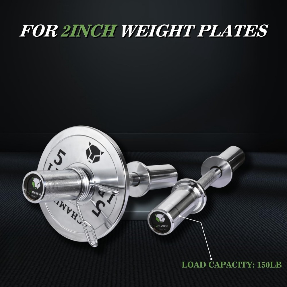 16" Olympic Dumbbell Handle Pair - Solid Adjustable Dumbbell Bars With Spring...