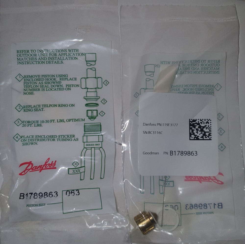 Danfoss B1789863 Flow Check Piston Kit Qty 2