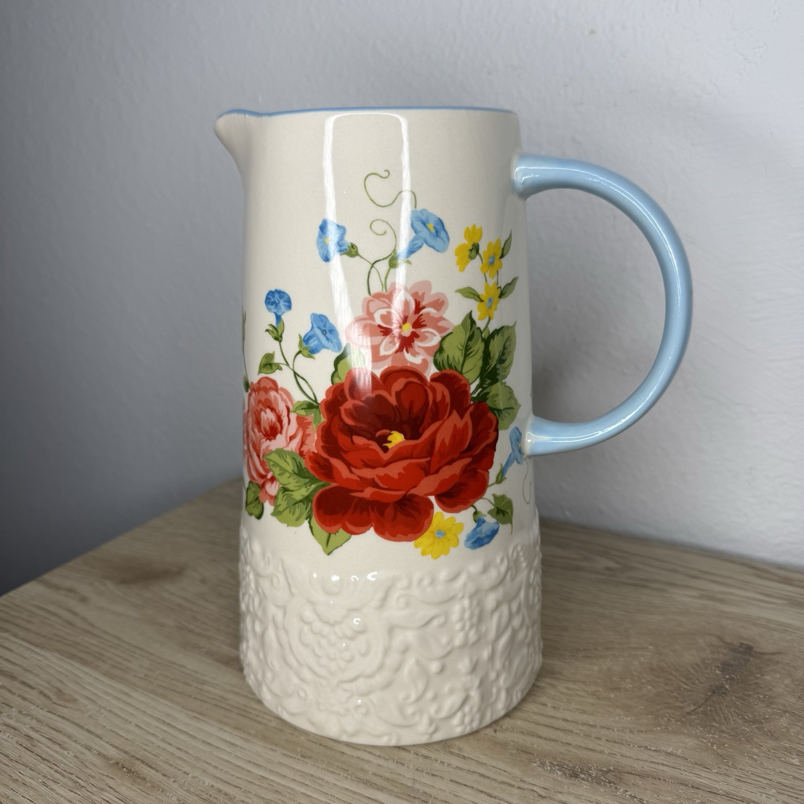 Pioneer Woman Sweet Rose Pitcher 2.1 Quart 9 Inches Talk Floral NEW Western