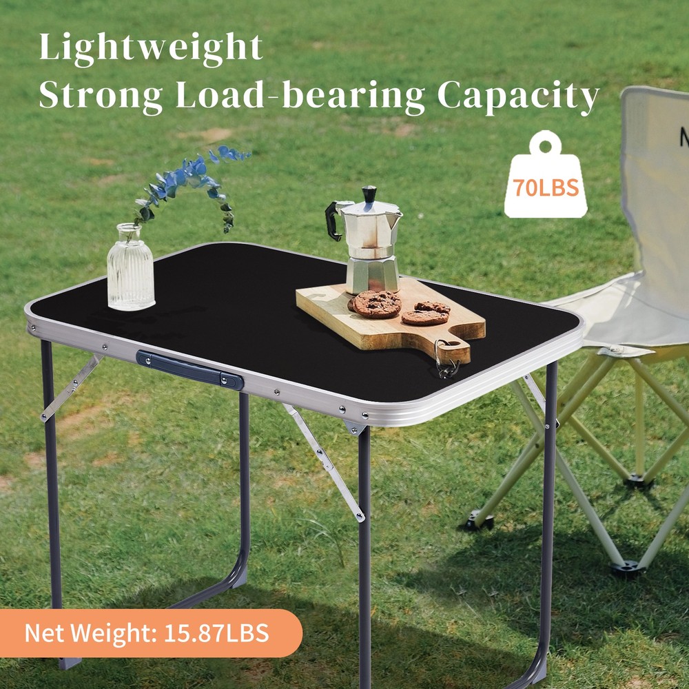 2.3ft Aluminum Camping Folding Table black