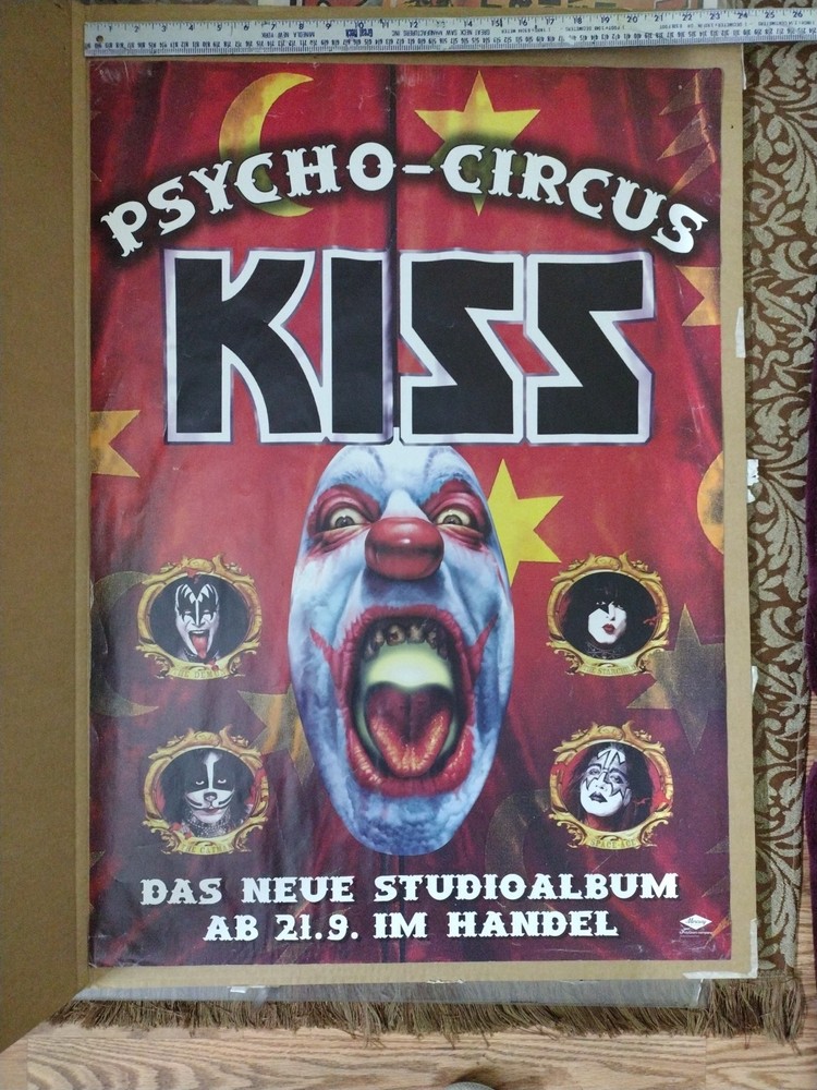 KISS,”PSYCHO CIRCUS “ RARE PROMO POSTER Original German Vintage In Store