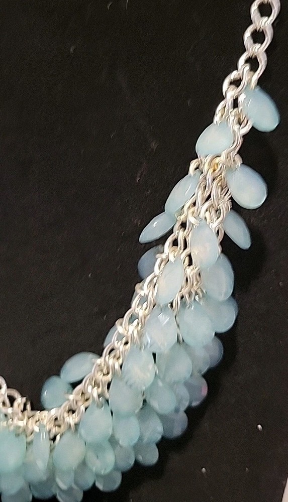 Silvertone 18in Ocean Blue Dangles