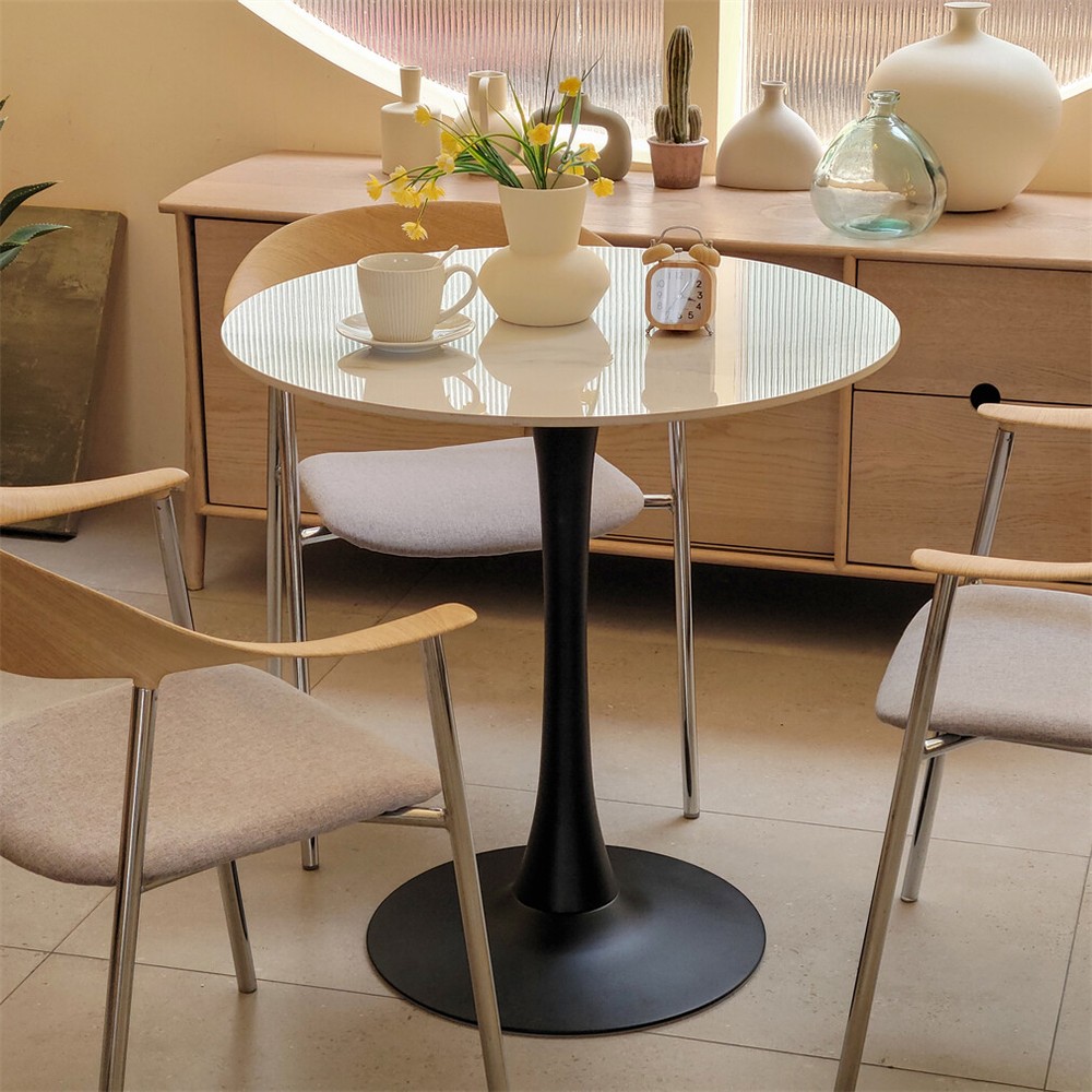 Exquisite Round Dining Table Bar Height Kitchen Bistro Table with Pedestal Base