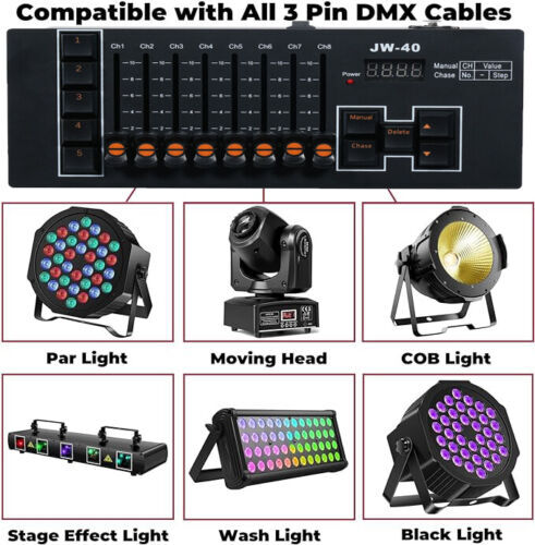 40 Channels DMX Controller Console Stage Party Lighting TYPE-C Battery Powered