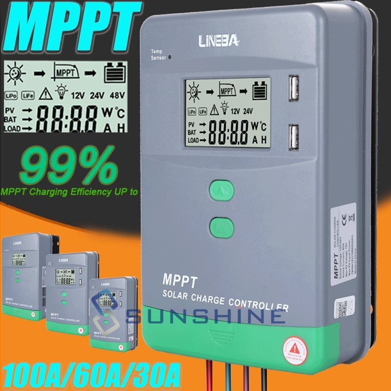MPPT Solar Panel Charge Regulator Controller 100A 60A 30A for 12V/24V/36V/48V