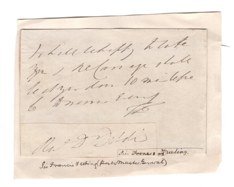Sir Francis Freeling 1764-1836 Signed Clip Autographed / British Post Office Sec