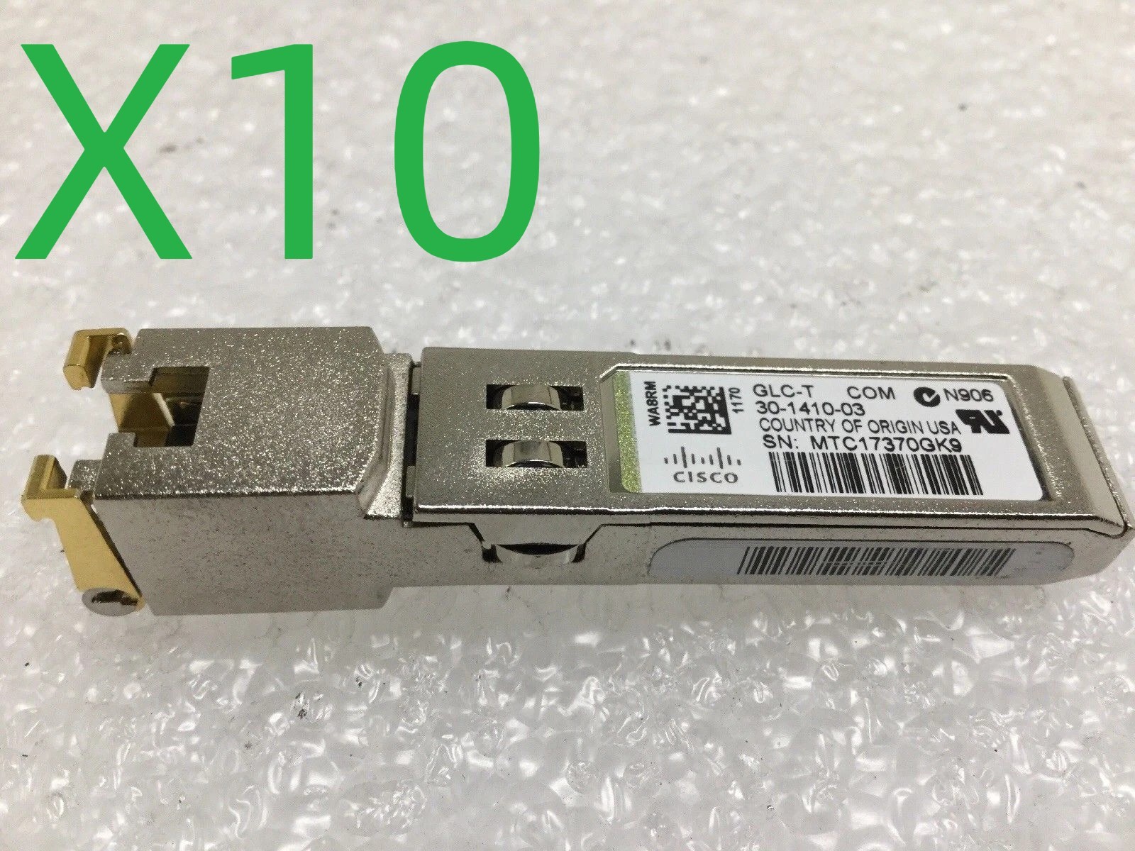 LOT OF 10 Original Cisco GLC-T 1000 BASE-T SFP Copper RJ-45 Transceiver