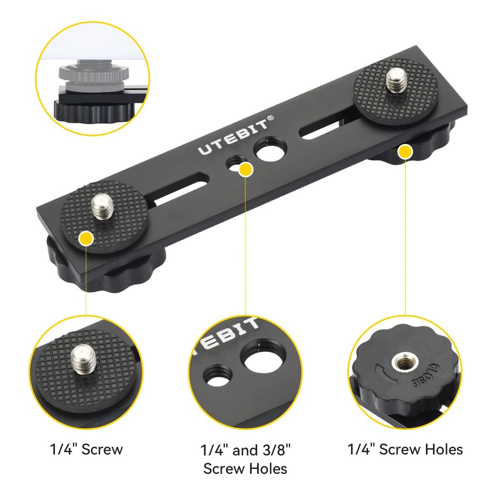 5 inch Flash Bracket, Long Dual Camera Mount Flash Bracket Extension Bar with...