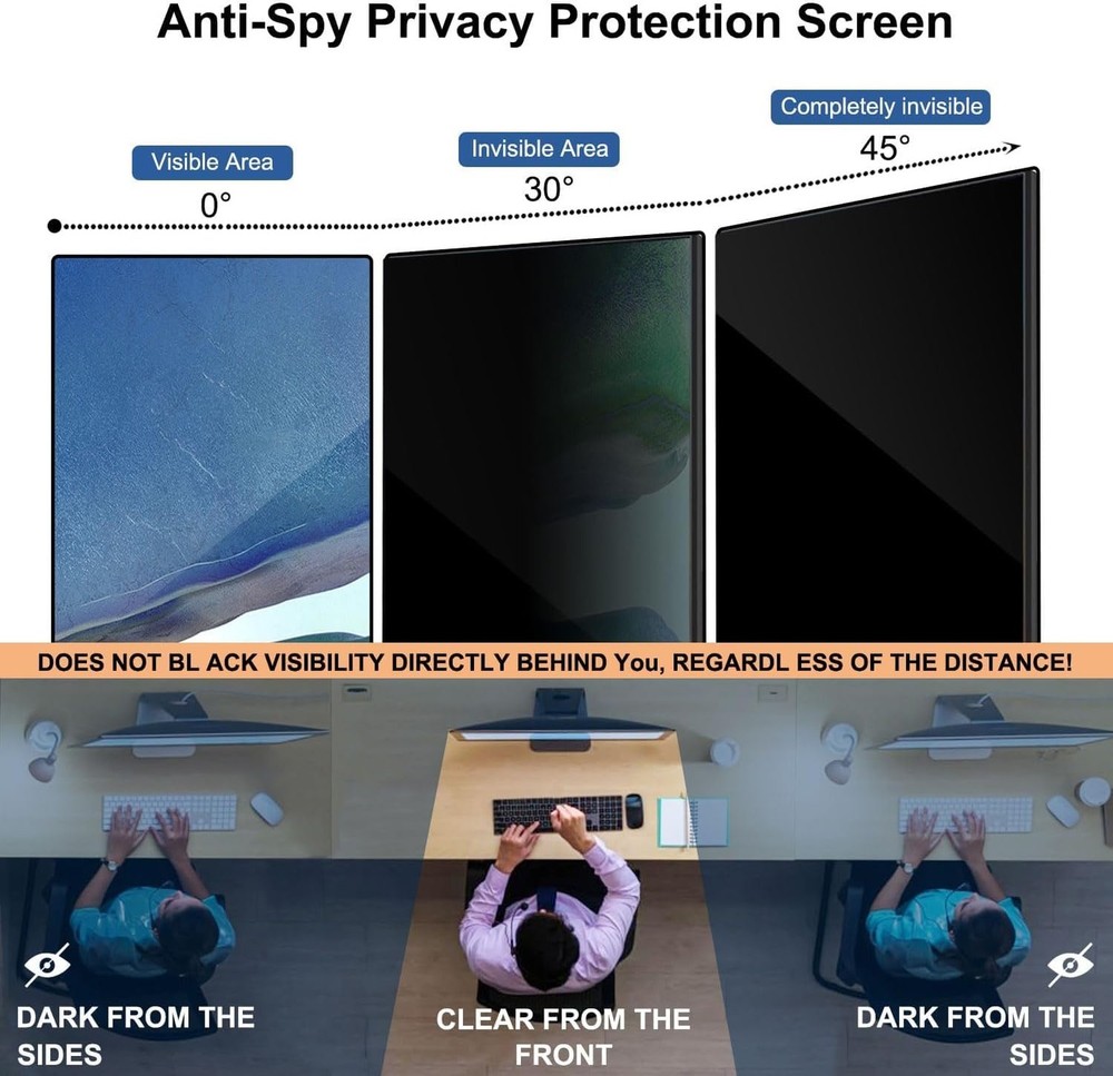 Hanging Computer Privacy Screen Protector Shield Compatible for 23/24 Inch Wi...
