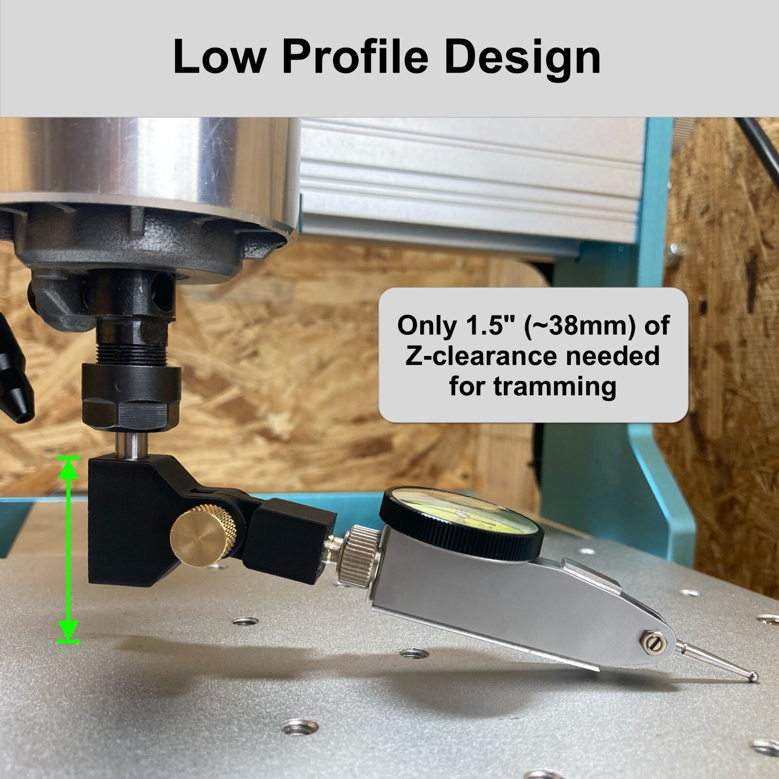 High-accuracy CNC TRAM TOOL, with Dial Test Indicator, fits small CNC routers