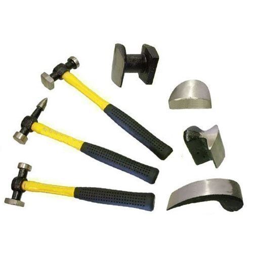 DENT PULLER SLIDE HAMMER + 7PC FIBRE GLASS PANEL BEATERS REMOVAL BEATING TOOLS