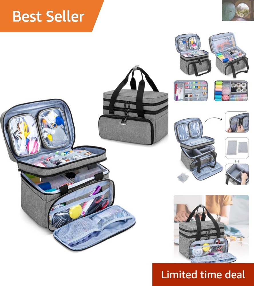 Practical Large Sewing Storage Bag with Detachable Pouches - Nylon Elegance