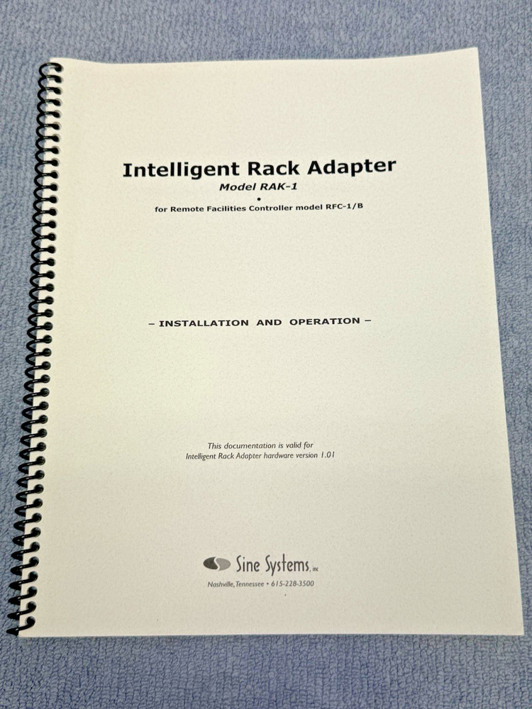 Sine Systems...Intelligent Rack Adapter RAK-1 Manual