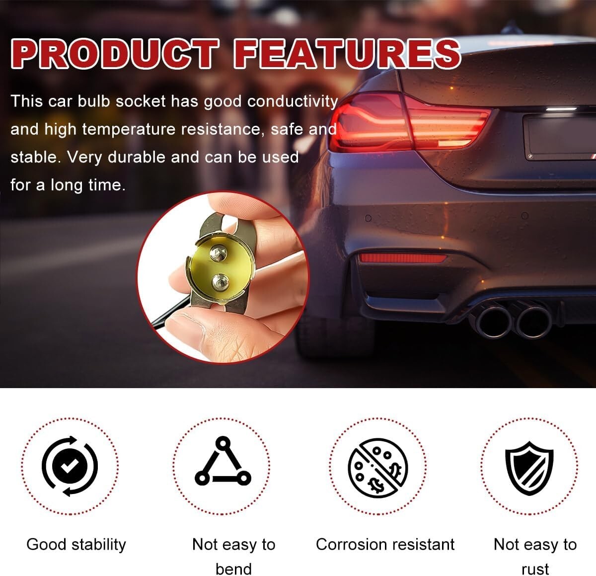 BAY15D 1157 LED Light Bulb Socket Holder with Wire Connector for Car Auto Truck