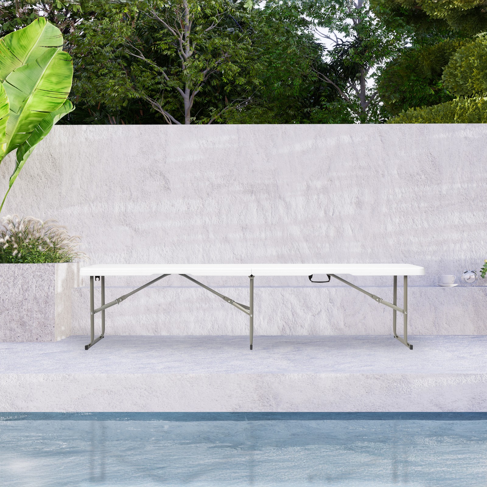 6FT Plastic Patio Foldable Bench Tabletop for In/Outdoor Garden Party Picnic