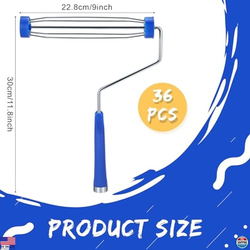 36 Pack 9" Paint Roller Frames with Galvanized Wire Handles for Wall Painting