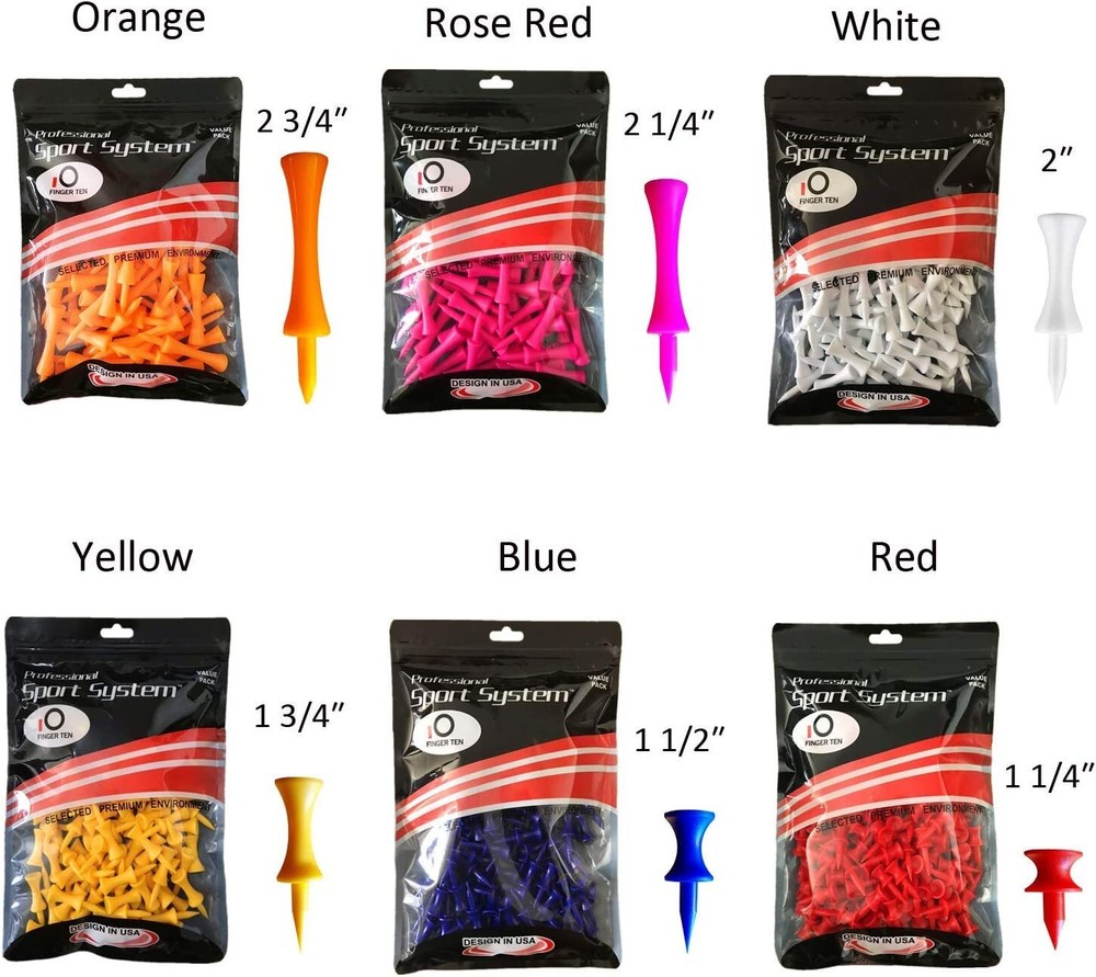 2 3/4" Orange Plastic Step Down Golf Tees (100 Count) - Castle / Graduated US
