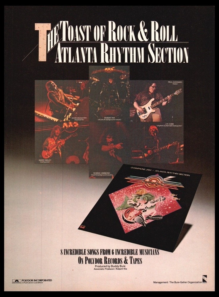 1978 Atlanta Rhythm Section Champagne Jam Print ad -Man Cave music room décor