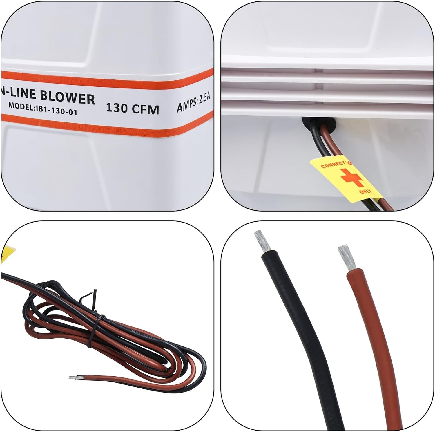 12V 3 inch Electric in-Line Marine Bilge Air Blower Fan 130CFM