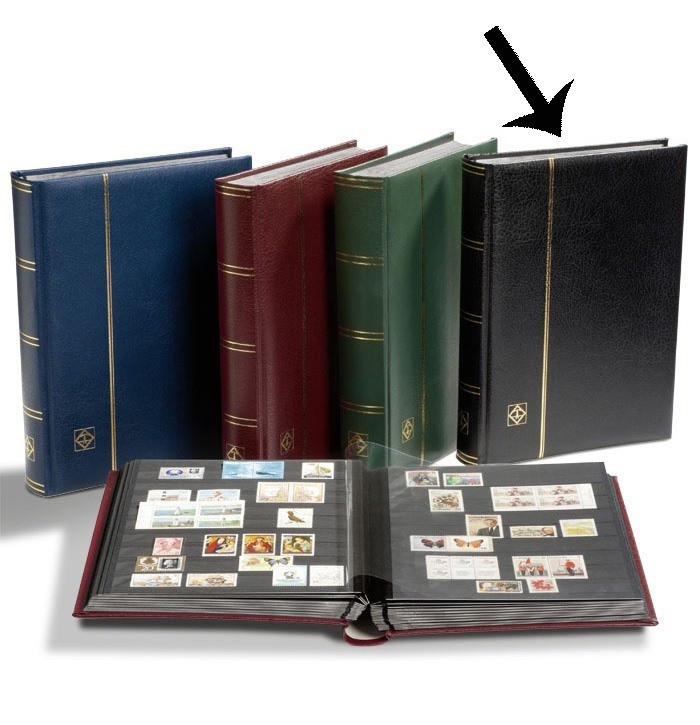 Premium Leather Stamp Stockbook + Slipcase 9 x 12 32 Black Page Lighthouse Album