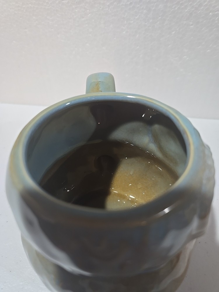 Coffee Tea Cup Mug OWL shape Earthenware 16oz Blue Ceramic