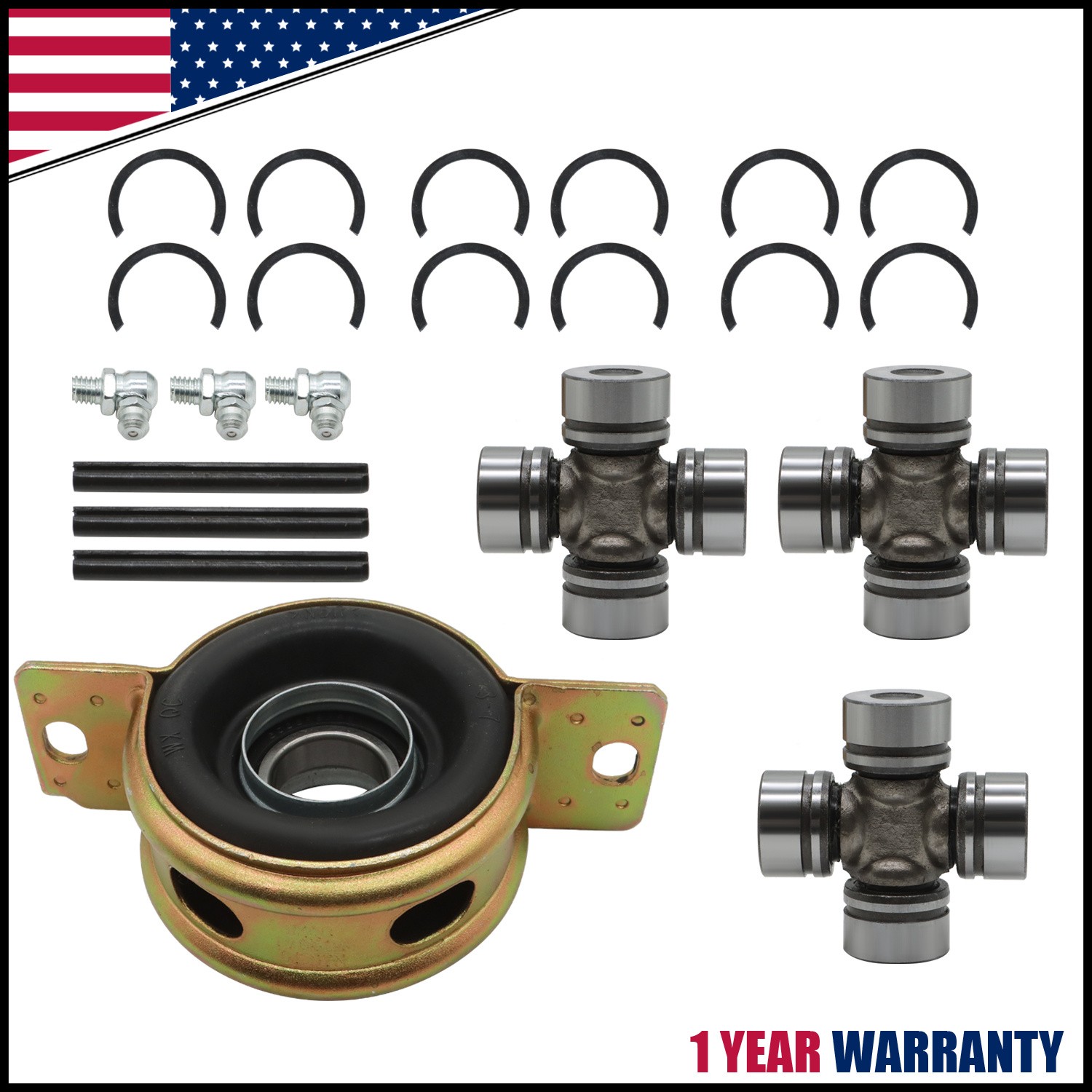 Front Rear Prop Shaft Bearing Carrier & U-joint For Polaris RZR S 4 900 1000 XP