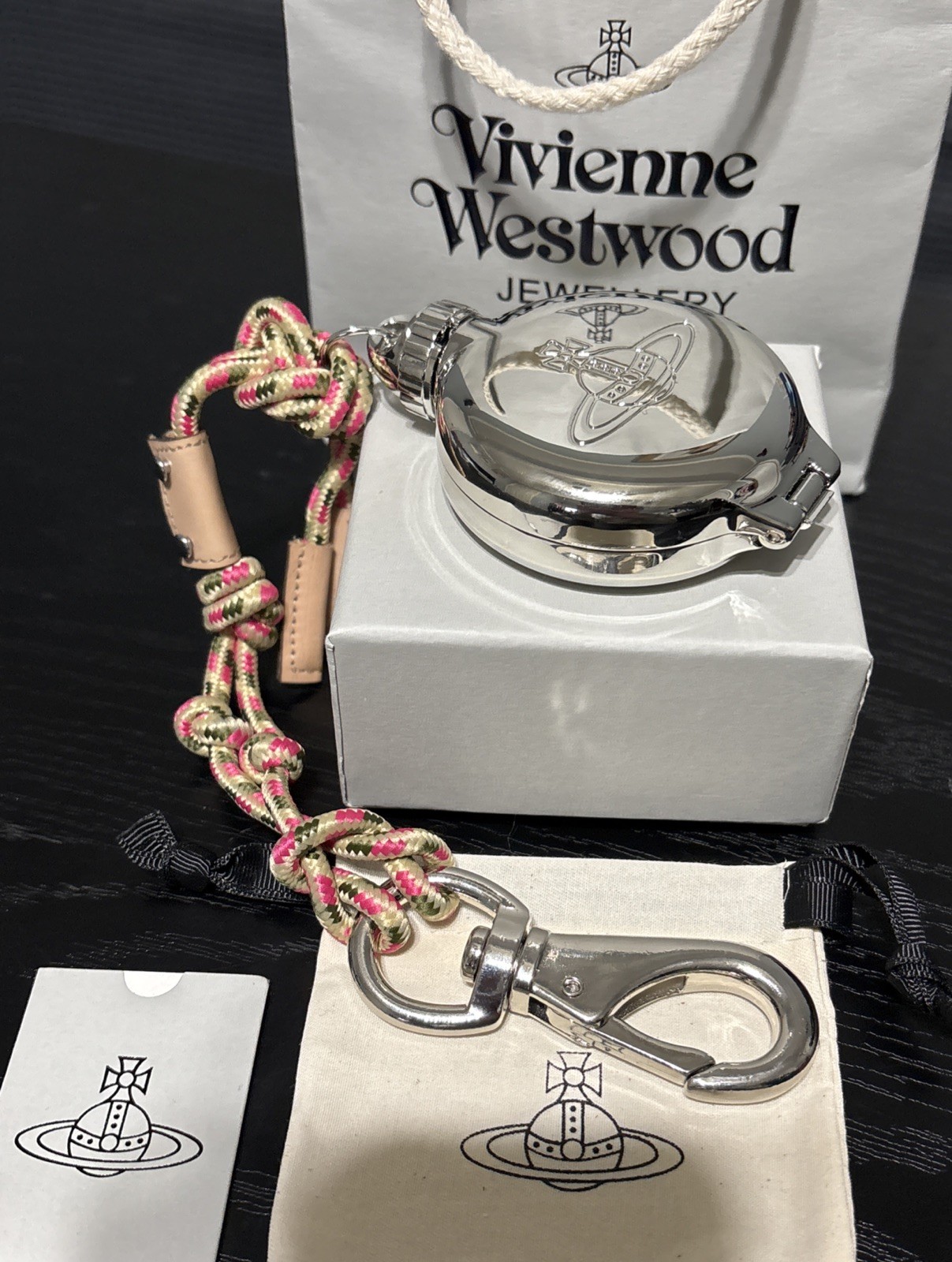 Vivienne Westwood ORB Portable Ashtray Silver Mixed-color Paracord New With Box