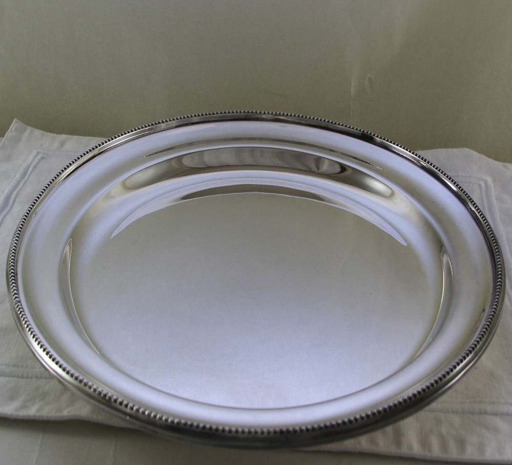 Round Platter 18 in. with Bead Pattern, Applied Border