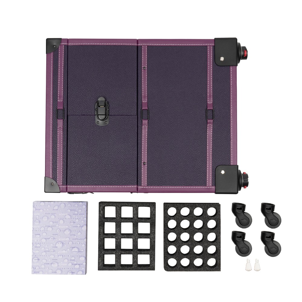 Makeup Train Case Professional Rolling Cosmetic Case with Mirror Travel Trolley
