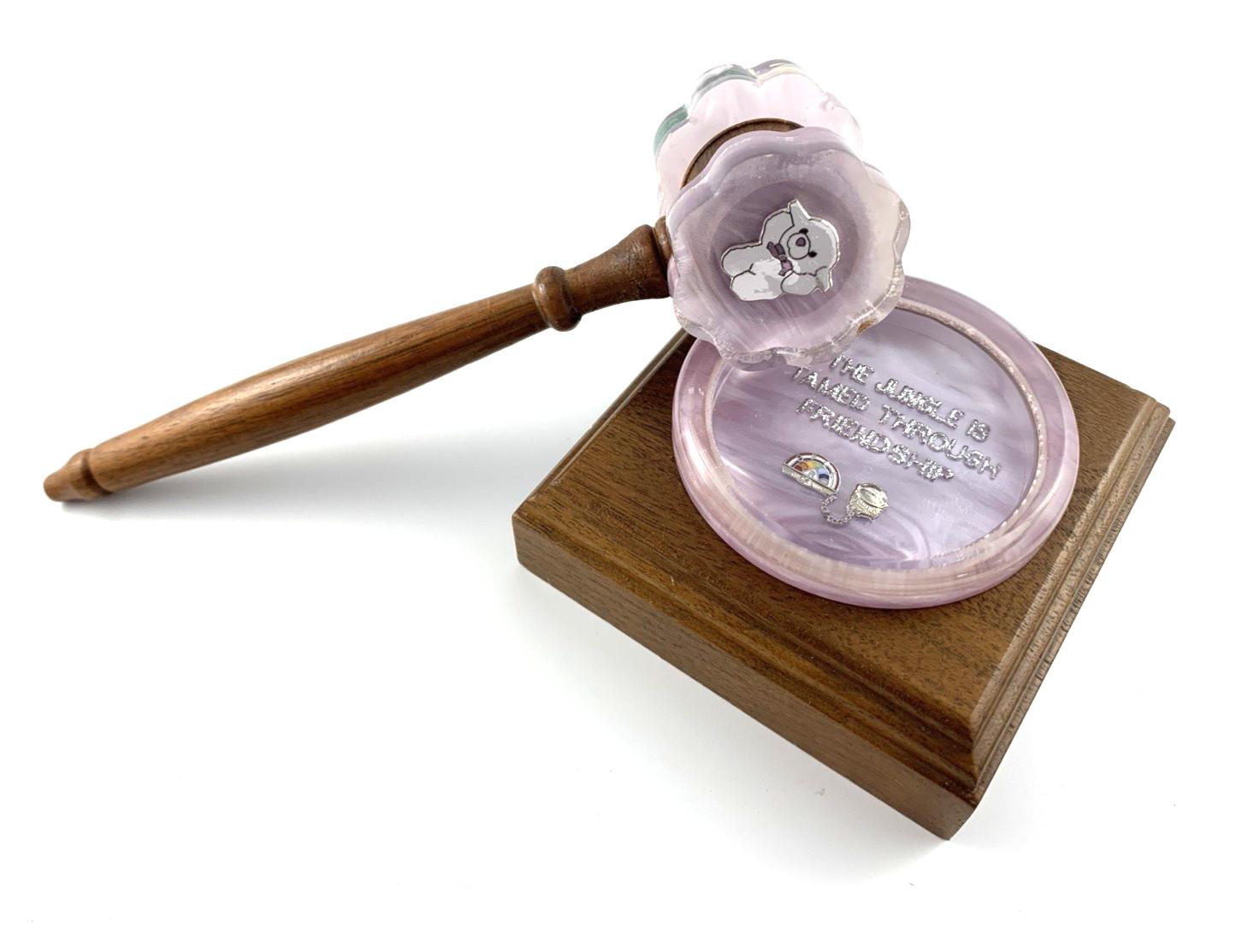 Rainbow Girls | Walnut 7.5" Gavel & Sound Block (w/ Lucite Top) & Bag + | NOS