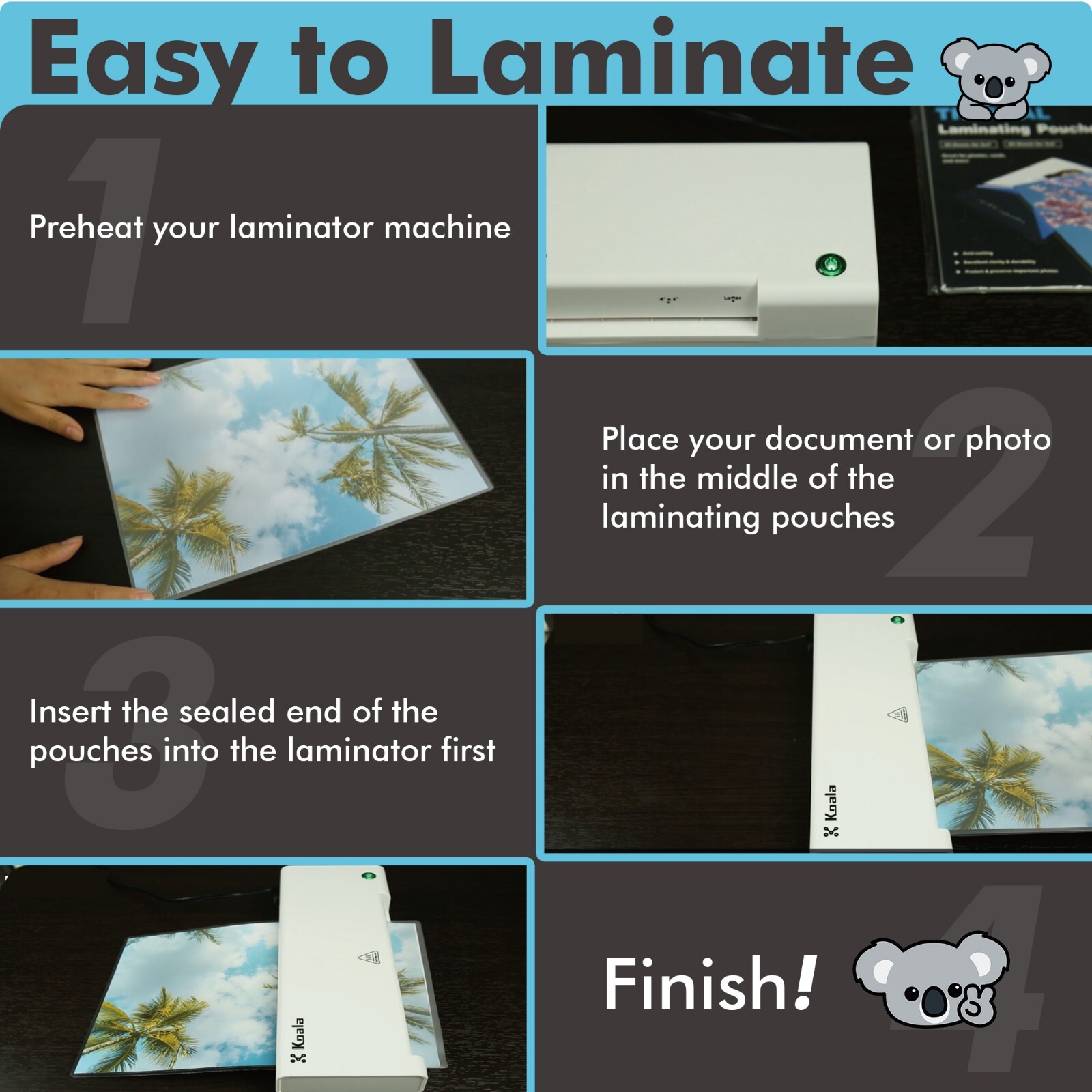 Koala Thermal Laminating Pouches 11.5x17.5 In 50 Sheets 5 Mil Seal 11x17 Menu