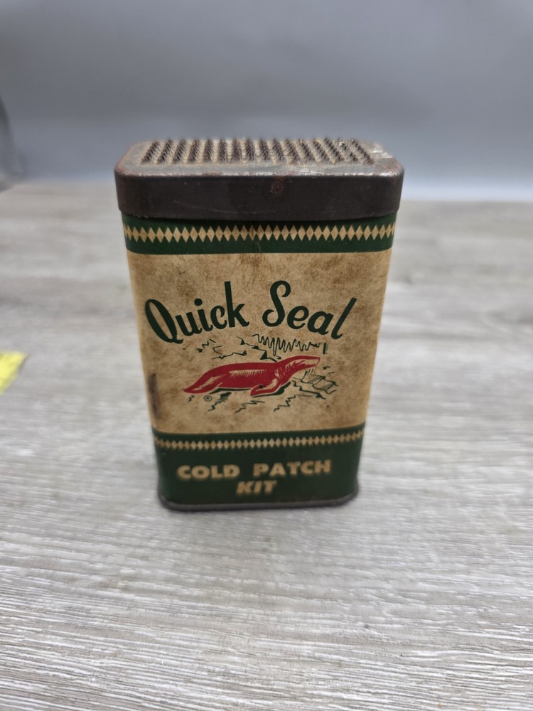 Vintage Quick Seal Cold Patch Kit Advertising Tin With Contents