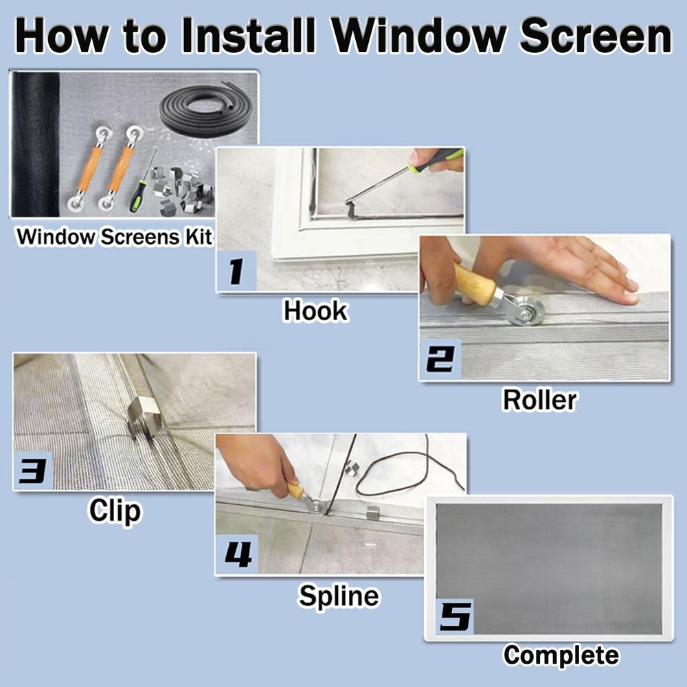 Window Screen Door Repair/Replacement Kit, Include Black Screen Mesh 48"x118"...