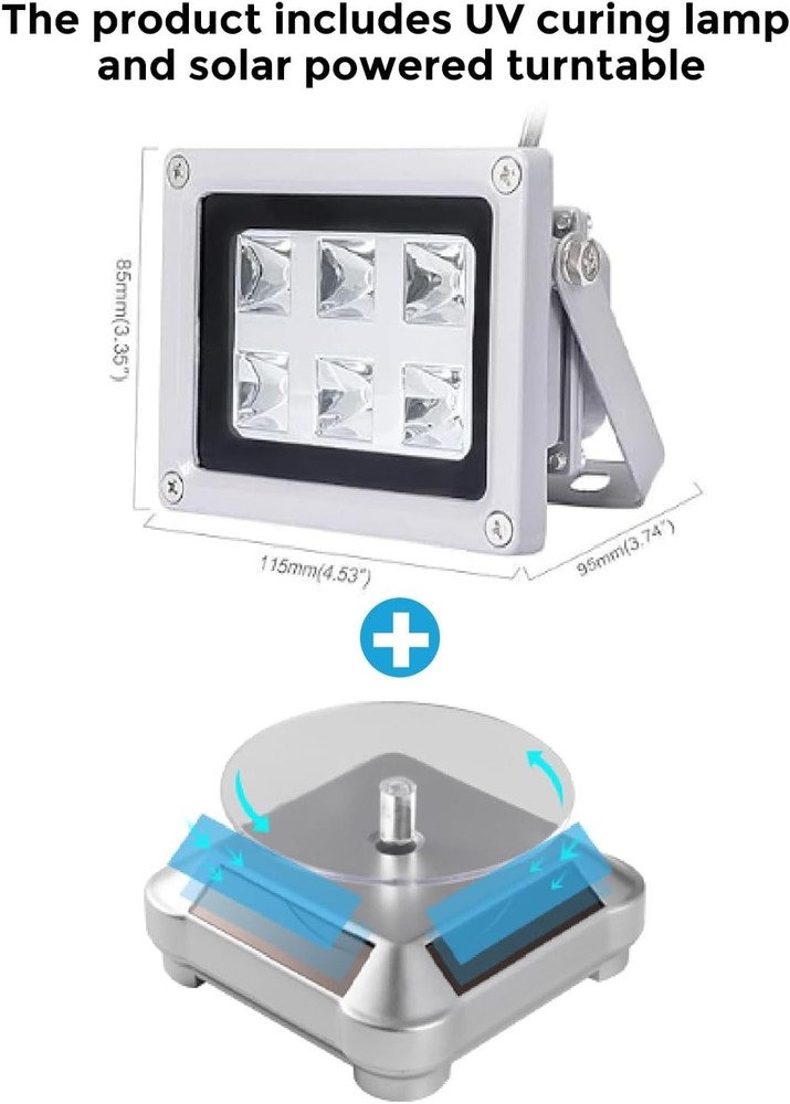 3D Printer UV Resin Curing Light with 360° Solar Turntable - Quick & Efficient